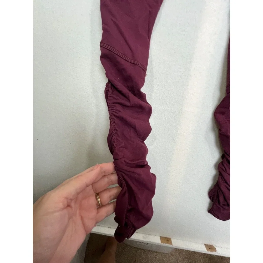 Lululemon Bordeux Ready to Rule Tight Leggins Nylon/Lycra High Rise Size 8